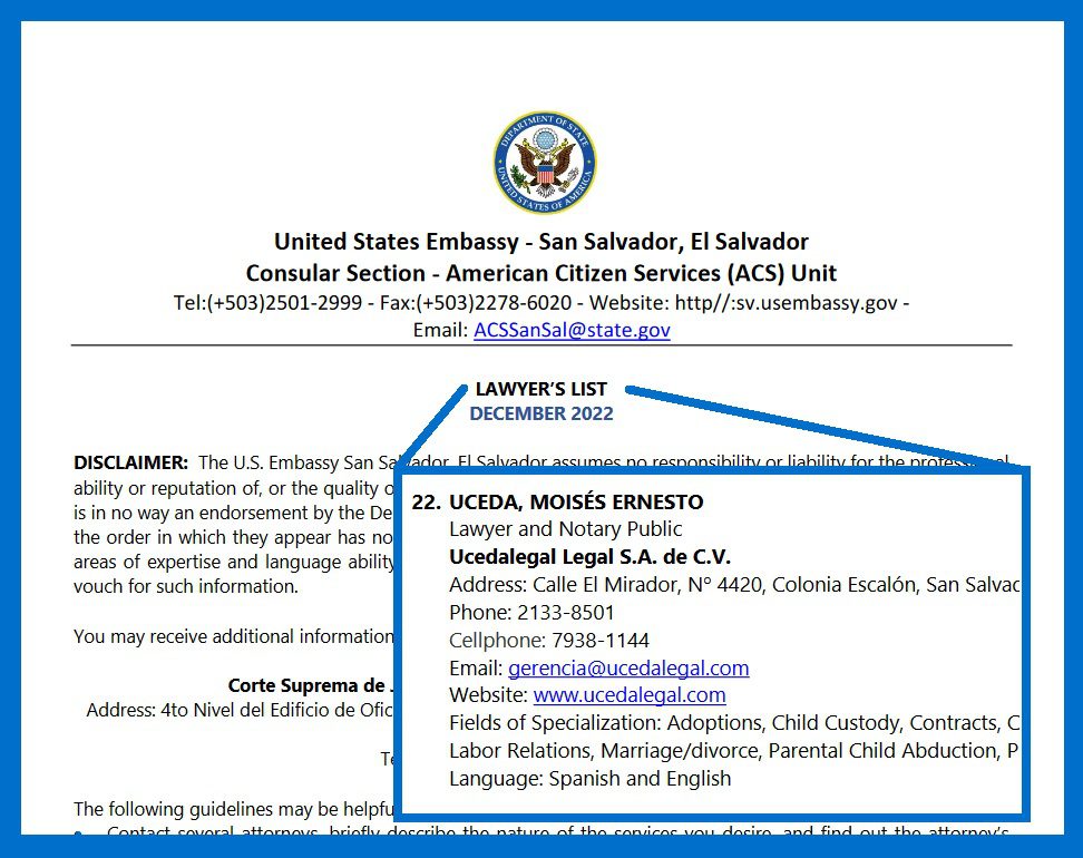 U.S. Embassy in El Salvador.